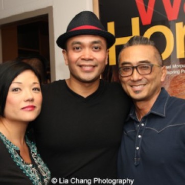 Erin Quill, Jose Llana and Paul Nakauchi backstage at the Vivian Beaumont Theater after The Actors Fund Special Performance of The King and I on September 20, 2015. Photo by Lia Chang