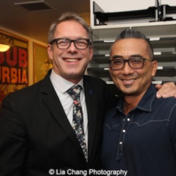 Greg Schanuel and Paul Nakauchi backstage at the Vivian Beaumont Theater after The Actors Fund Special Performance of The King and I on September 20, 2015. Photo by Lia Chang