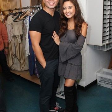 Jose Llana and Ashley Park backstage at the Vivian Beaumont Theater after The Actors Fund Special Performance of The King and I on September 20, 2015. Photo by Lia Chang