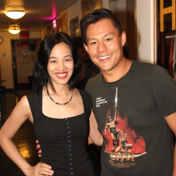 Lia Chang and Kelvin Moon Loh backstage at the Vivian Beaumont Theater after The Actors Fund Special Performance of The King and I on September 20, 2015.