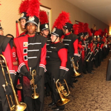 LVHS Marching Band members at the 2015 37th Anniversary - Annual Wildcat Reunion at The Orleans Hotel and Casino in Las Vegas, NV on September 26, 2015. Photo by Lia Chang