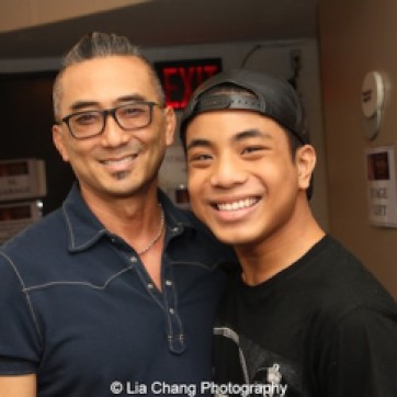 Paul Nakauchi and Jon Viktor Corpuz backstage at the Vivian Beaumont Theater after The Actors Fund Special Performance of The King and I on September 20, 2015. Photo by Lia Chang