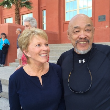 LVHS Class of 1960 alumni Rowena Mitchell Thiess and Russ Chang at Las Vegas High School in Las Vegas, NV on September 26, 2015. Photo by Lia Chang