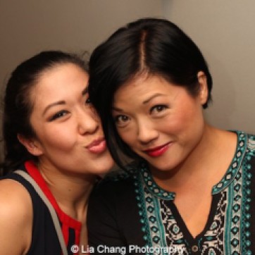 Erin Quill and Ruthie Ann Miles backstage at the Vivian Beaumont Theater after The Actors Fund Special Performance of The King and I on September 20, 2015. Photo by Lia Chang