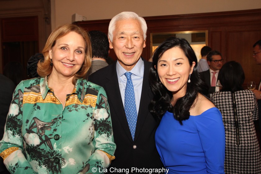 Josette Sheeran, President and CEO of Asia Society, Oscar L. Tang and his wife Dr. Agnes Hsu-Tang attend the inaugural reception for The Tang Center for Early China in the Low Library at Columbia University on October 2, 2015. Photo by Lia Chang