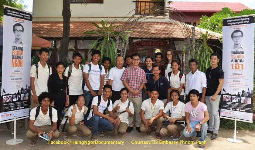 Director Arthur Dong (center) screened The Killing Fields of Dr. Haing S. Ngor and coached film students at Pour un Sourire d'Enfant - Cambodia. PSE educates and houses disadvantaged kids from the dump-site in Stung Meanchey, Phnom Penh. Media production is one of their vocational training programs; it's a three year program and the only "film school" in Cambodia. Facebook/HaingNgorDocumentary Photo courtesy of US Embassy Phnom Penh