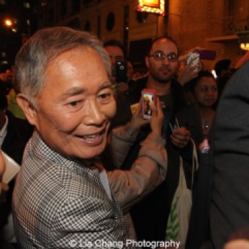 George Takei signs autographs at the Longacre Theatre stage door in New York after the first preview of ALLEGIANCE on October 6, 2015. Photo by Lia Chang