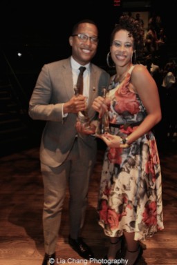 2015 Steinberg Award winners Branden Jacobs-Jenkins and Dominique Morisseau attend the 2015 Steinberg Playwright Awards on November 16, 2015 in New York City. Photo by Lia Chang