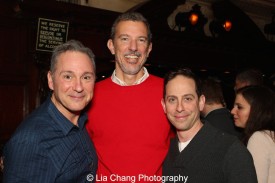 Kevin Pariseau, Alex Fraser, Producing Director of Bucks County Playhouse and Garth Kravits at the holiday party at The Raven in New Hope, PA on December 16, 2015. Photo by Lia Chang