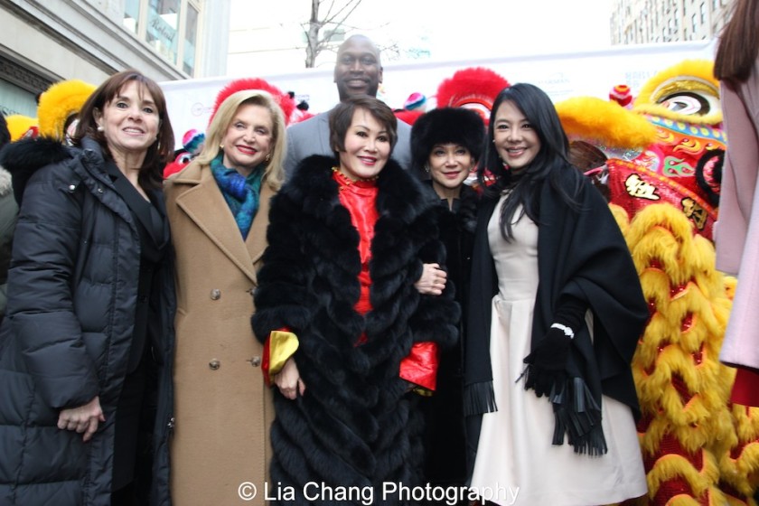 SUNY's Confucius Institute for Business, Director of Global Affairs,Dr. Maryalice Mazzara; Rep. Carolyn Maloney; Emmy-winning TV personality and entrepreneur, Yue-Sai Kan; Sr. Vice President &amp; International Publishing Director, Hearst Magazines International, Jeannette Chang; Chair of the Bund Association for Promotion of Commerce &amp; Trade, Michelle Lee; and NYC Department of Small Business Services Commissioner Gregg Bishop at “Madison Street to Madison Avenue” Lunar New Year Celebration on Feb. 6, 2016 in New York City. Photo by Lia Chang