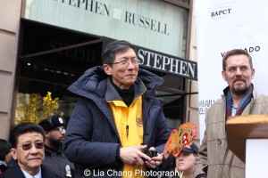 Wellington Chen, Executive Director of the Chinatown Partnership at "Madison Street to Madison Avenue" Lunar New Year Celebration on Feb. 6, 2016 in New York City. Photo by Lia Chang