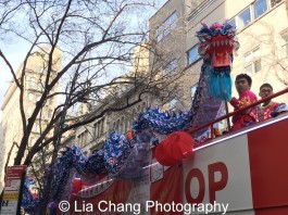 Dragon dancer at "Madison Street to Madison Avenue" Lunar New Year Celebration on Feb. 6, 2016 in New York City. Photo by Lia Chang