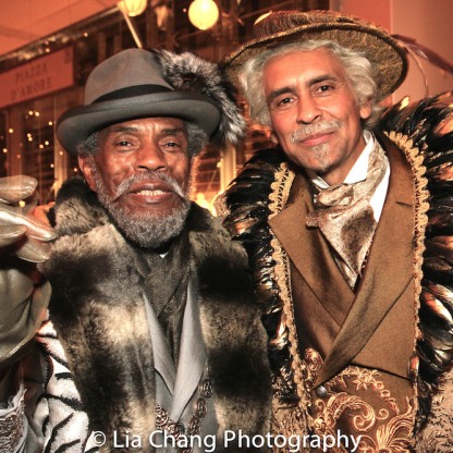 STC's THE TAMING OF THE SHREW postshow: André De Shields as Vincentio and Bernard White as Baptista. Photo by Lia Chang