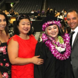 Kathy Pietra, Asia Flores with her parents, Marissa Chang-Flores and Carlos Flores.