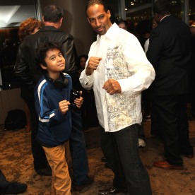 Demetrius Angelo and his son at the Cinemax® VIP Welcome Red Carpet Reception and UAS IAFF Awards at HBO in New York on November 11, 2016. Photo by Lia Chang