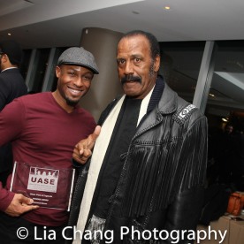 Phoenix Award Honoree Emmanuel Brown with Fred "The Hammer Williamson at the Cinemax® VIP Welcome Red Carpet Reception and UAS IAFF Awards at HBO in New York on November 11, 2016. Photo by Lia Chang