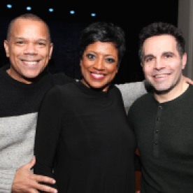 A guest, Marva Hicks and Mario Cantone. Photo by Lia Chang