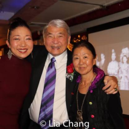 Lainie Sakakura, Alvin Ing and Susan Kikuchi, daughter of honoree, Yuriko. Photo by Lia Chang