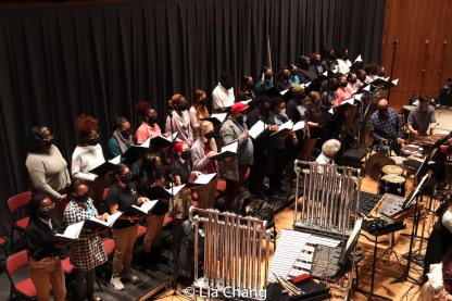The Baltimore City College Choir in rehearsal at Joseph Meyerhoff Symphony Hall in Baltimore, MD. Photo by Lia Chang