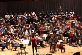 André De Shields, Baltimore Symphony Orchestra, and the Baltimore City College Choir in rehearsal at Joseph Meyerhoff Symphony Hall in Baltimore, MD. Photo by Lia Chang